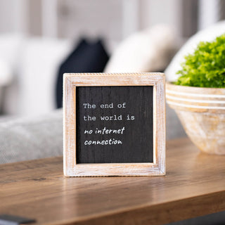 Reversible Wood Framed Sign (No Internet Connection/Dear Autocorrect) Black/White Adams Everyday Adams & Co.