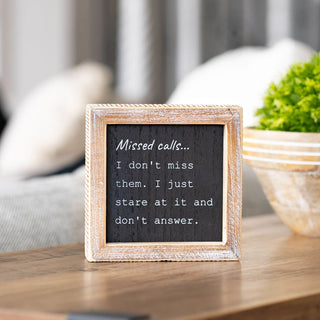 Reversible Wood Framed Sign (Where's My Oscar/Missed Calls) Black/White Adams Everyday Adams & Co.