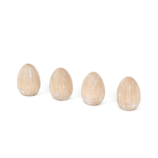 Chunky Wood Shapes Set of 4 (Eggs) Natural/White Adams Easter/Spring Adams & Co.