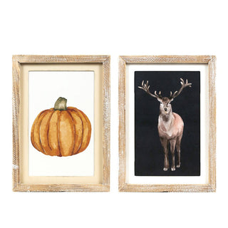 Reversible Wood Frame Sign (Reindeer/Pumpkin) Adams Fall/Thanksgiving Adams & Co.