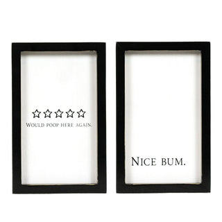 Reversible Wood Frame Sign (Bum/Poop) White/Black Adams Everyday Adams & Co.