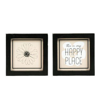 Reversible Wood Frame Sign (Flower/Happy) Adams Everyday Adams & Co.