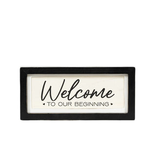 Reversible Wood Frame Sign (Welcome/Lived) Wh/Bk Adams Everyday Adams & Co.