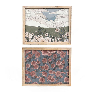 Reversible Wood Frame Sign (Landscape/Roses) Adams Everyday Adams & Co.