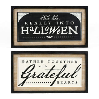 Reversible Wood Frame Sign (Really/Gather) Adams Halloween Adams & Co.