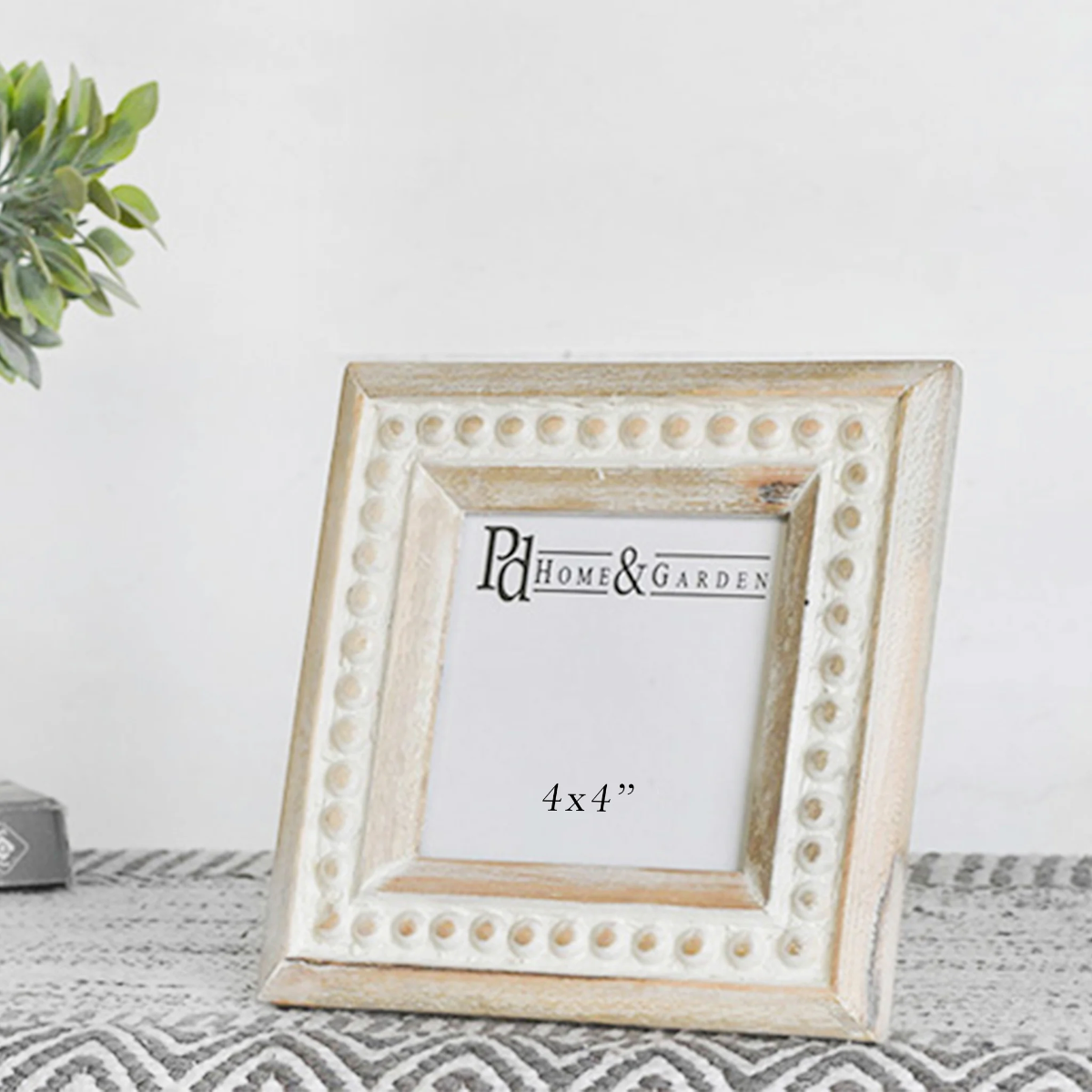 Distressed White Beaded Photo Frame  PD Home   
