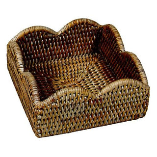 Rattan Scallop Cocktail Napkin Holder Caspari Natural