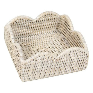 Rattan Scallop Cocktail Napkin Holder Caspari Cream