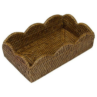 Rattan Scallop Guest Towel Holder Caspari Natural