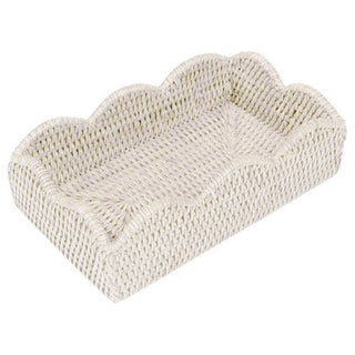 Rattan Scallop Guest Towel Holder Caspari Cream