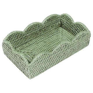 Rattan Scallop Guest Towel Holder Caspari Green