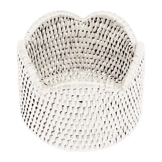 Rattan Scallop Wine Coaster Caspari Cream