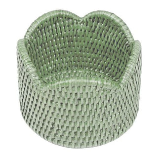 Rattan Scallop Wine Coaster Caspari Green