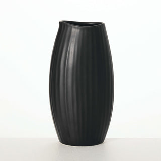 Modern Black Ribbed Vase Sullivans Home Decor