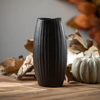 Modern Black Ribbed Vase Sullivans Home Decor