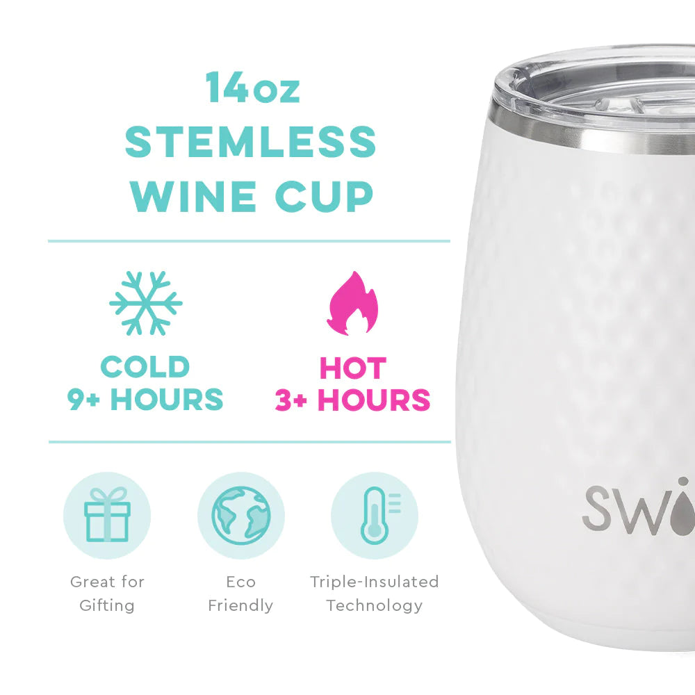 Stemless Wine Cup - 14oz - Golf Partee  Swig Life   