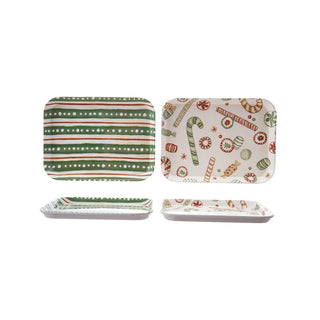 Bamboo Fiber Tray with Holiday Pattern Serveware Creative Co-Op