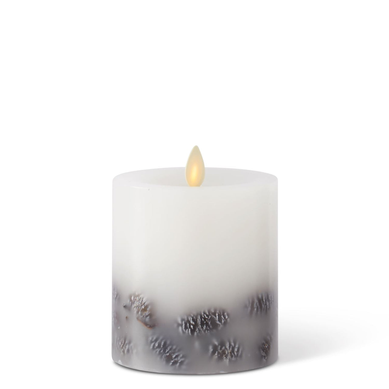 White Wax Pinecone Luminara Indoor Pillar Candle  K&K Small  