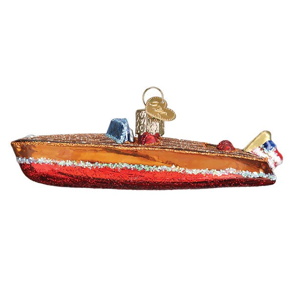Classic Wooden Boat Ornament  Old World Christmas   