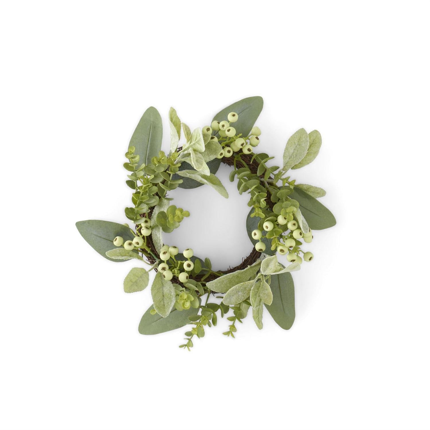 Mixed Green Foliage w Berries Candle Ring