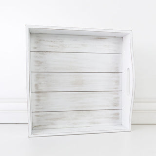Wood Shiplap Tray, White Adams Everyday Adams & Co.