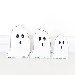 Wood Cutout Ghost Set of 3 - White/Black Adams Halloween Adams & Co.