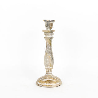 Mango Wood Candle Holder, Natural/White Adams Everyday Adams & Co.