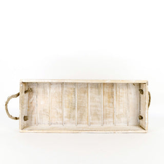 Mango Wood Tray (Shiplap Pattern) Natural/White Adams Everyday Adams & Co.