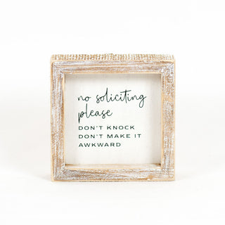 Wood Framed Sign "No Soliciting" Adams Everyday Adams & Co.