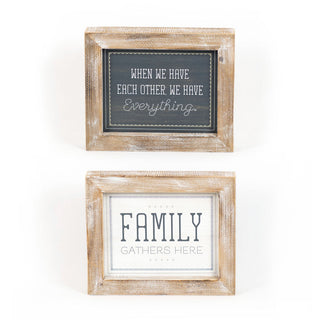 Reversible Wood Frame Sign - Family Gathers Here Adams Everyday Adams & Co.