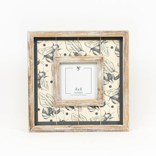Wood Photo Frame (Bees) Grey/Tan (4X4) Adams Everyday Adams & Co.