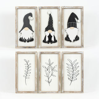 Reversible Wood Framed Sign S/3 (Gnomes) Adams Christmas Adams & Co.