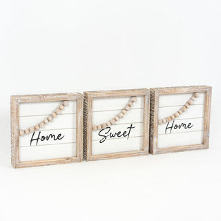 Reversible Wood Framed Beaded Shiplap Sign S/3 (Merry/Home) Adams Christmas Adams & Co.