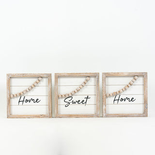 Reversible Wood Framed Beaded Shiplap Sign S/3 (Merry/Home) Adams Christmas Adams & Co.