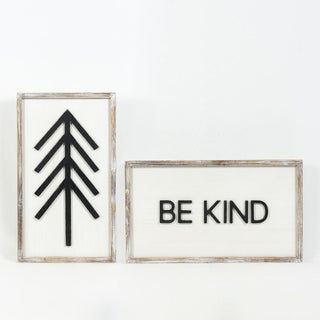 Reversible Wood Framed Sign (Tree/Be Kind) Adams Christmas Adams & Co.