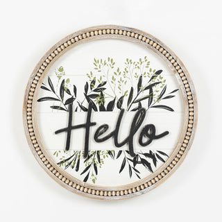 Round Beaded Framed Sign (Hello) Adams Everyday Adams & Co.
