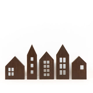 Wood Cutout S/5 Brown Houses Adams Christmas Adams & Co.