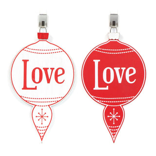 Wood Ornament (LOVE) White/Red Adams Christmas Adams & Co.