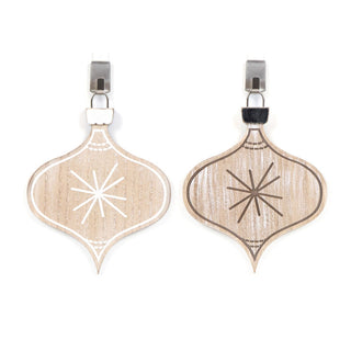 Wood Ornament (Lamp Star) Natural/White/Black Adams Christmas Adams & Co.