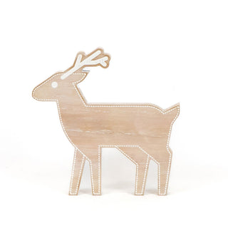 Reversible Chunky Wood Shape (Deer) Natural/White Adams Christmas Adams & Co.