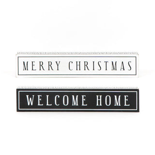 Reversible Wood Brick (Merry/Home) White/Black Adams Christmas Adams & Co.