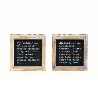Reversible Wood Framed Sign (My Mind/My Problems) Black/White Adams Everyday Adams & Co.