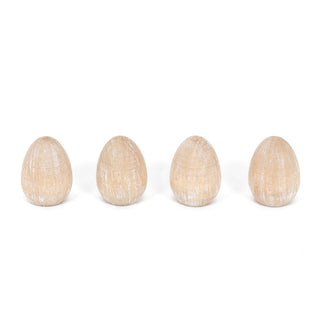 Chunky Wood Shapes Set of 4 (Eggs) Natural/White Adams Easter/Spring Adams & Co.