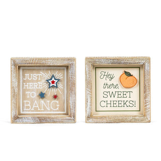 Reversible Wood Frame Sign (Cheeks/Bang) Adams Summer Adams & Co.