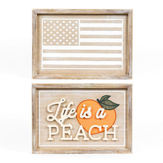 Reversible Wood Frame Sign (Peach/Flag) Adams Summer Adams & Co.