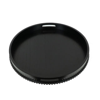 Wood Round Tray, Black Adams Everyday Adams & Co.
