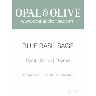 Signature Wax Melt Flameless Candles Opal & Olive Blue Basil Sage