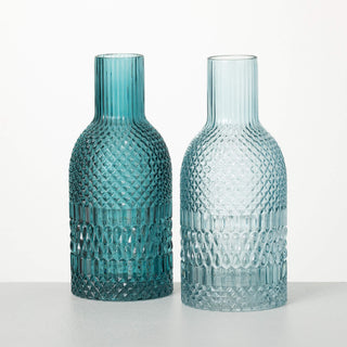 Turquoise Blue Faceted Bottle Vase Sullivans Home Decor