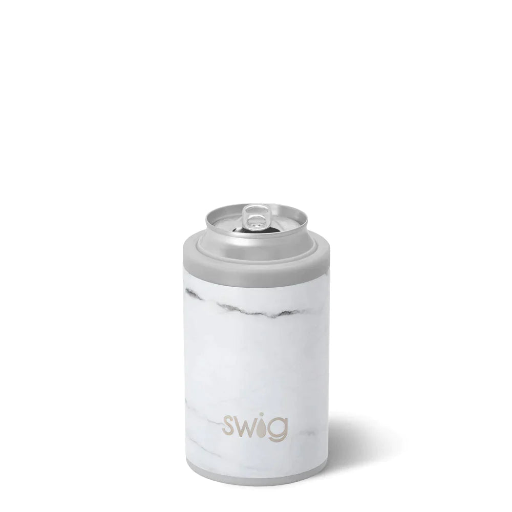 Swig Drinkware in Marble Can + Bottle Cooler 12oz
