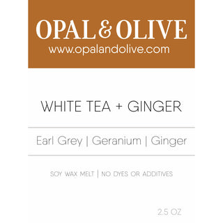 Signature Wax Melt Flameless Candles Opal & Olive White Tea + Ginger